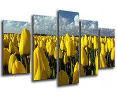 Tableau Moderne Photographique, Impression sur bois, Tulipes jaunes, 165 x 62 cm, ref. 26322