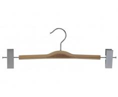 Le Cintre Français - Pack de 100 - PNBP 37 BOIS Cintre Bois Pantalon / Jupe Pinces Gomme Bois Marron 37x1.2x13 cm