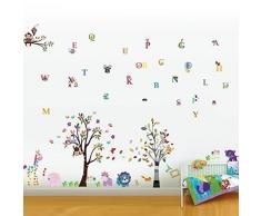 Walplus Autocollant Mural Joyeux Animaux Alphabet Amovible Art DÃ©calques Vinyle Maison DÃ©coration DIY Vivant Chambre Bureau Papier Peint DEnfants Cadeau, Multicolore