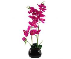 Leaf OrchidÃ©e Artificielle Rose foncÃ© avec Pot en cÃ©ramique Noire 70 cm
