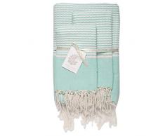 Moorish Idol - Ensemble de Serviettes Salle de Bain Lurex- 100cm x 200cm- Aqua/Blanc/Argent