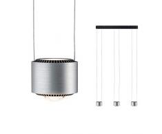 Paulmann 79720 luminaires en Suspension LED Aldan INCL. 3x5 / 3x4 Watts gradable Lampe Suspendue éclairage de Plafond Blanc Chaud 2700 K, Aluminium, 28 W, Noir, Alu brossé, 3er Pendel
