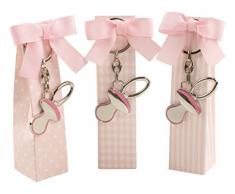 Mopec mp83.2 â Porte-clés en Forme de Sucette en boîte gaufree Roses avec 5 A Dragees, Pack de 3 unités