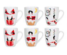 Home PÃ¨re NoÃ«l Lot de 6Â Tasses Mug, Porcelaine, Motifs assortis, 310Â ml