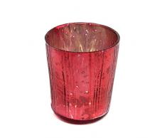 Insideretail Bougeoirs Vertical Effet Vieilli, Aluminium, Verre, Rouge, 7Â cm, Lot de 24