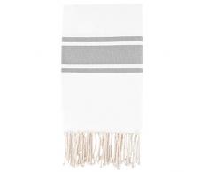 Moorish Idol - Fouta Traditionelle Unie- 100cm x 200cm- Blanc/Gris Perle