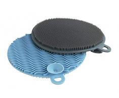 Wenko Lot de 2 éponges à Vaisselle en Silicone sans Rayures et hygiéniques Passe au Lave-Vaisselle 12 x 1,2 cm
