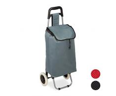 Relaxdays 10027828_111 Chariot de courses pliable sac amovible 28 L,caddie pour achats roulettes HlP 92,5x 42 x 28 cm,gris, 1