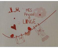 La BoÃ®te Ã Broder COU014RLE Coupon ImprimÃ© Mes Pinces Ã Linge Lin Ecru/Rouge