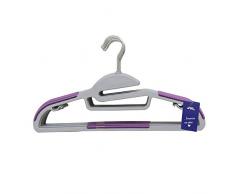 JVL Gamme Premium en Forme déconomie despace antidérapant cintres Lot de 20, recyclé, Plastique ABS, TPE Crochetâ¯: Revêtement Zinc chromé, Bleu/Violet, 41 x 0.5 x 23 cm