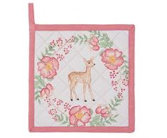 Clayre & Eef SWD45 Manique de Cuisine Coton Motif Cerf Rose