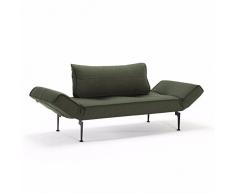 INNOVATION LIVING Canape lit design ZEAL LASER vert Twist Dark Green convertible 200*70 cm piétements métallique