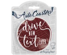 Angelstar 13435Â Disque Maintenant Texte pour Plus Tard Absorbant Auto Dessous de Verre, 2â3/10,2Â cm, Multicolore
