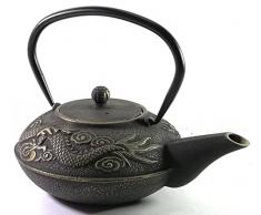 Buckingham en Fonte Motif Dragon Imperial Théière Théière 700 ML avec Maille en Acier Inoxydable Infuseur, Bouilloire, Noir/doré