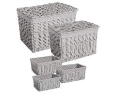 Dcasa Lot de 3 2 coffres en Osier pour décoration de Maison, Unisexe, Adulte, Gris