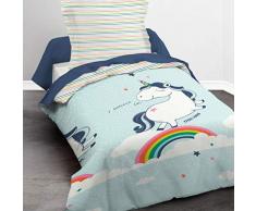 TODAY Parure Housse de Couette Enfant, Coton, Bleue, 140X 200 CM