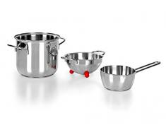 Barazzoni les Piccinini Set de casseroles, acier inoxydable 18/10, version pieds rouges