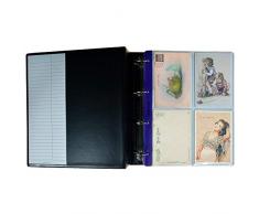 PELLERS ALP40 Album de Collection, 40 Pochettes 107mm x 150mm pour Cartes Postales, Photographies, Badges. 10 Feuilles et diviseurs, Plastique, Noir, Modèle XL