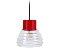 Tosel 16565 Suspension 1 LumiÃ¨re, Verre/, E27, 40 W, ArgentÃ©, 27 x 90 cm