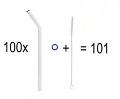 KOCH Paille en verre, incurvée, bleu, avec pinceau, PAQUET VALEUR (100)