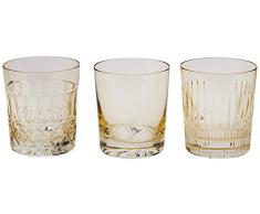 Crystaljulia 14692 Lot de 3 verres Ã whisky en cristal Jaune clair