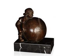 Arte Dal Mondo XN2477 Enfant avec Une Balle Sculpture Classique en Bronze patiné avec Base en marbre, 19x16x11 cm
