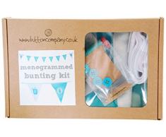 Button Company The Kit de rÃ©alisation de Guirlande Ã fanions monogrammÃ©s Bordure en Biais Feutre Bleu 4Â m