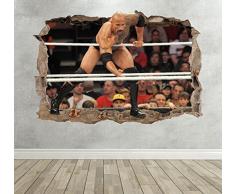 Wall Decor 247 Sticker Mural 3D The Rock Smashed Breakout Dwayne Johnson WWE pour Chambre de garÃ§on â Paysage Moyen 50 cm (l) x 35 cm (h)