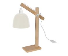 Tosel 90308 Lampe Bureau 1 Lumière, Bois/, E14, 40 W, Blanc, 27 x 50 cm