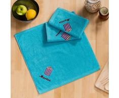 Sancarlos Popcorn Chiffon et Cuisine, Cotton, Turquoise, Taille Unique