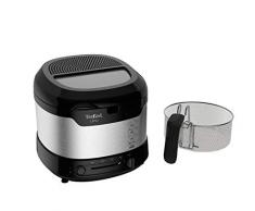 Tefal FF215D Uno M Friteuse (1600 W, Capacité : 1 kg, Thermostat réglable, Fenêtre, Position dégouttage) Acier inoxydable/Noir
