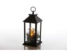 Flower Power Clara Lanterne Ã LED en Plastique Gris/Noir 14 x 14 x 30 cm
