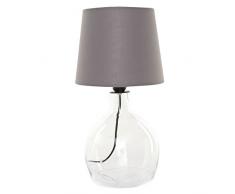 Signature Home Collection CO-104-OS+CO-SI-A103 Lampe de table en verre avec abat-jour en tissu Transparent (pied)/gris (abat-jour) 24 x 24 x 42 cm