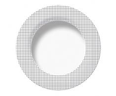 Excelsa Enjoy Assiette Creuse, Porcelaine, Carreaux Noir, 22.5Â x 22.5Â x 3Â CM