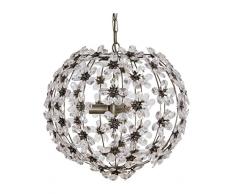 Oaks Lighting Lustre de style Antique Bonbon en argent et acrylique Motif fleurs en forme de poire