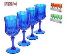 CB 18312 Lot de 4 verres à vin en plastique sculpté 17 x 7 cm