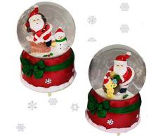 sHATCHI Boule à Neige de Noël en Verre avec Père Noël et Bonhomme de Neige ou Père Noël et Ourson Design Unique Décoration de Noël Cadeau Rouge et Vert