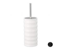 Relaxdays Porte, Brosse WC avec tête Changeable, poignée en Acier, céramique, HxD 33x10,5cm, Vertical, Blanc, Plastique, 1