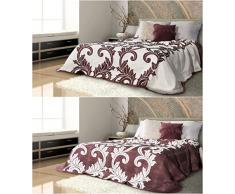 eurof irany Chon/Fina/K + Bord Plaid Boutis Polyester de Coton, CrÃ¨me/Bourgogne 220Â x 240Â x 1Â cm