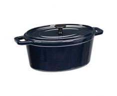 AmazonBasics Cocotte en fonte émaillée ovale de haute qualité 5,9 L - Bleu (Deep Blue)