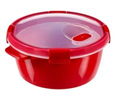CURVER | Cuit vapeur Smart micro-ondes rond 1.6L, Rouge, Smart, 22x22x10,9 cm
