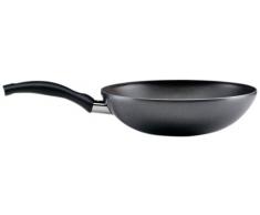 Ballarini Cortina Wok, RevÃªtement AntiadhÃ©rent avec Manche, Rond, Aluminium, Noir, DiamÃ¨tre 28 cm