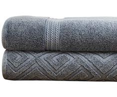 Allure Lifestyle 2pk Denim DÃ©lavÃ© Serviette de Bain Deco Diamond, Coton, Med Bleu, Unique