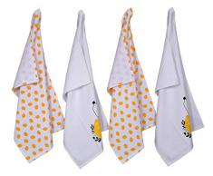 Penguin Home 3509 Fouta Style â Lot de 4 torchons en Ã©ponge â Motif cuillÃ¨re â 100% Coton â Super Doux, Durable et Absorbant â SÃ©chage Rapide â Blanc/Jaune, 45 X 70 cm