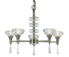 Oaks Lighting Sahar Suspension Lampes verre cristallin K9 Fixation avec chaÃ®ne ou encastrÃ© Finition laiton antique