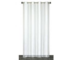 HomeMaison Voilage en Organza avec Bandes Jacquard, Polyester, Ivoire, 240x140 cm