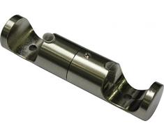 GARDINIA Adaptateur pour support de tringle à rideau fixation plafond, Pour 2 tringles, Support ouvert, Matériel de fixation inclus, Diamètre: 20 mm, Effet inox