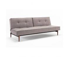 INNOVATION LIVING Canape SPLITBACK Styletto Mixed Dance_Grey convertible lit 115*200 cm piétement noyer