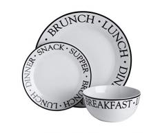 Premier Housewares 0722922 Lot de 12 assiettes en porcelaine Noir