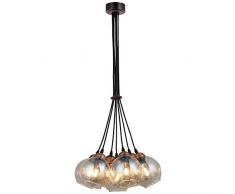 Homemania 1437-74-07 Suspension Vivo Lustre Pendentif, LumiÃ¨re, Noir, Cuivre MÃ©tal, Verre 45 x 45 x 100 cm